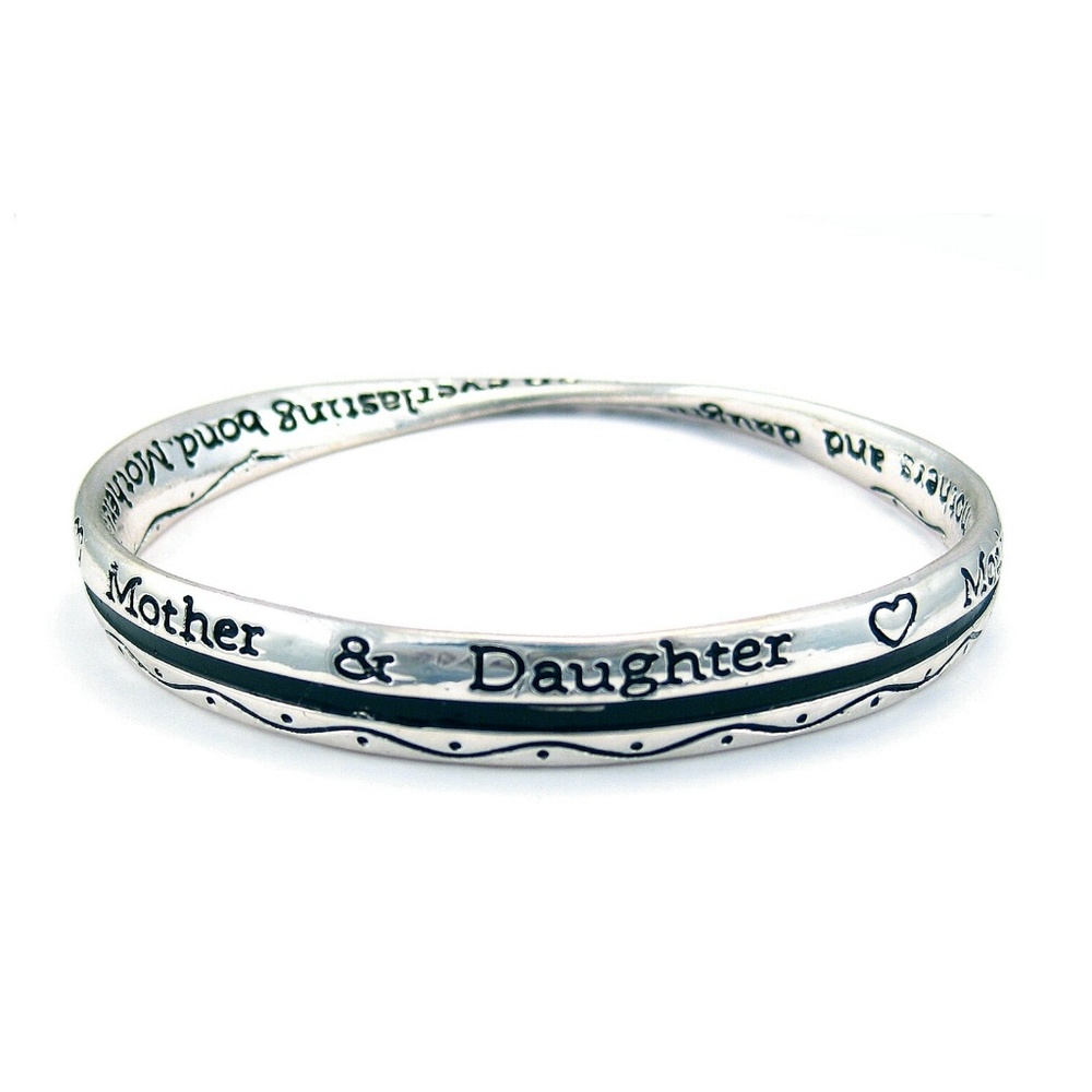 Mother & Daughter Silver Inspirational Bracelet